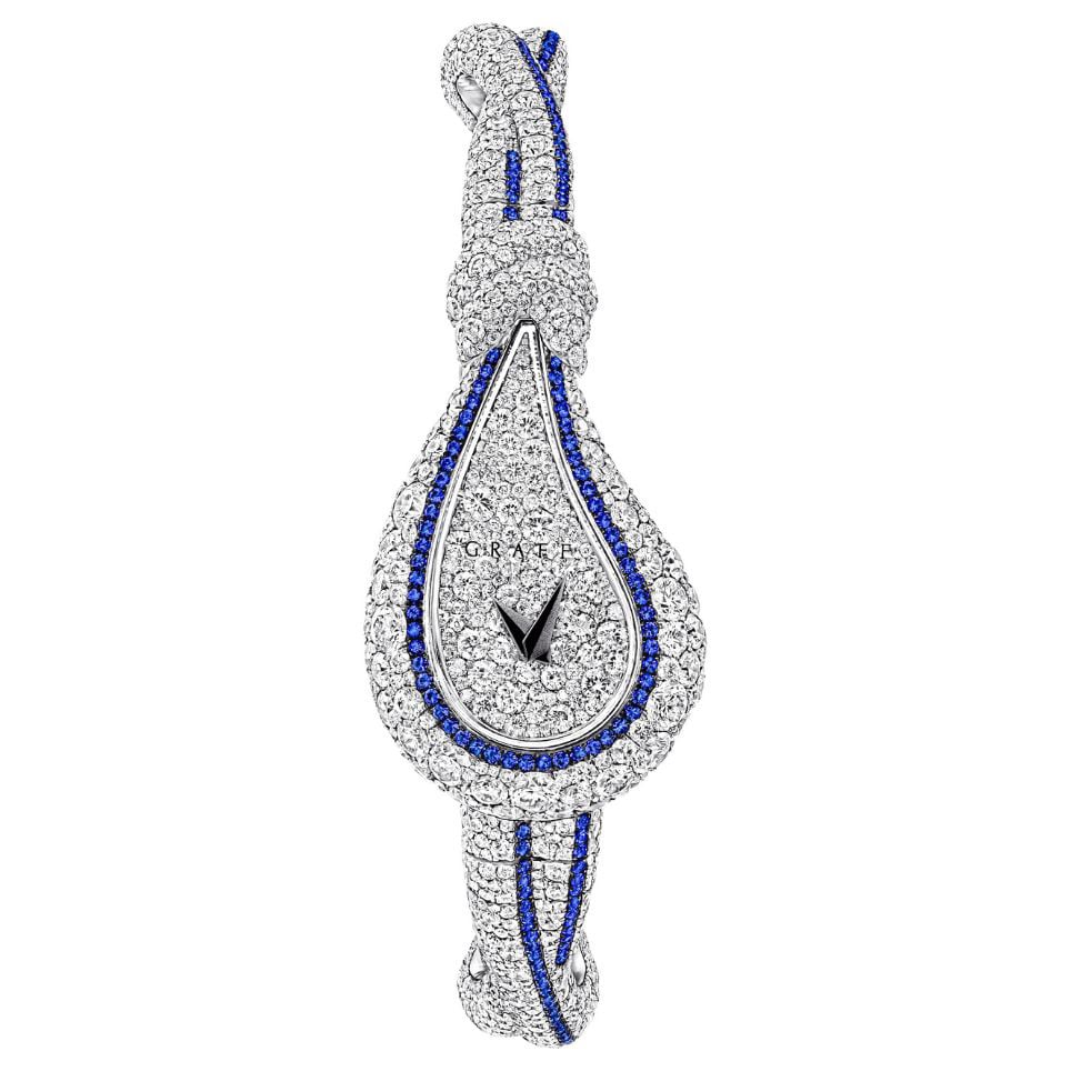 Graff watch with round white diamonds and sapphires