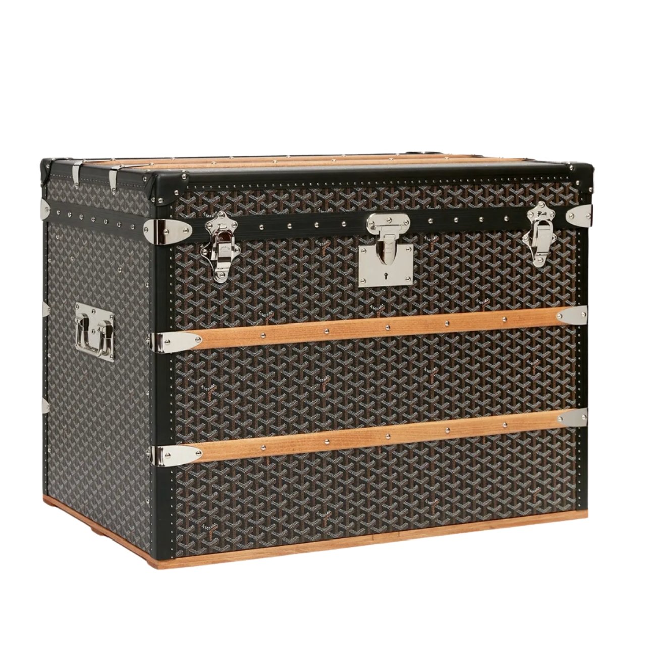 Goyard black logo leather trunk
