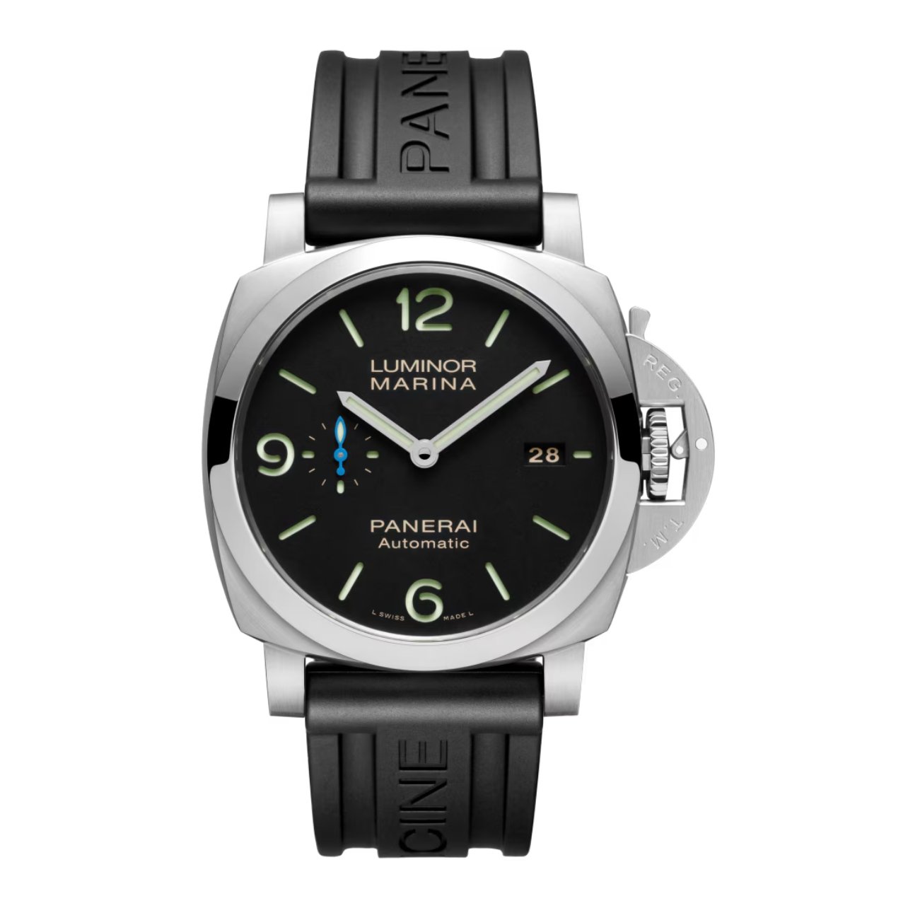 anerai watch with black band and numbers in green