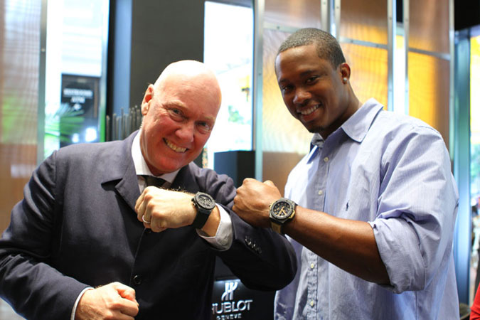 2.Hublot CEO Jean Claude Biver and Quentin Moses of the Miami Dolphins Bal Harbour Shops
