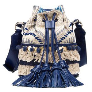 Santoni’s Blue Medallion tassel bucket bag