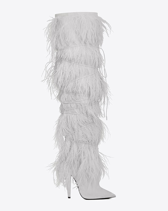 Saint Laurent's feathered boots.