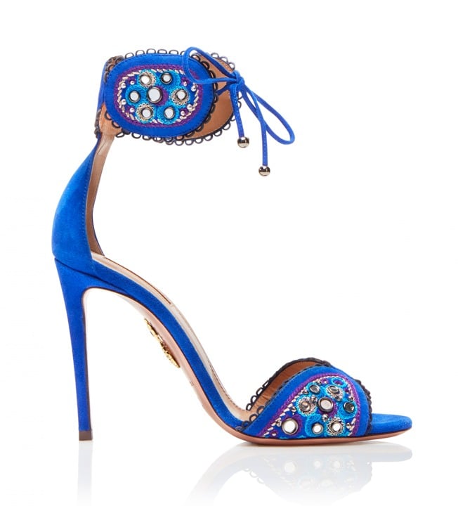 Aquazzura's Jaipur Sandal in electric blue velvety suede.