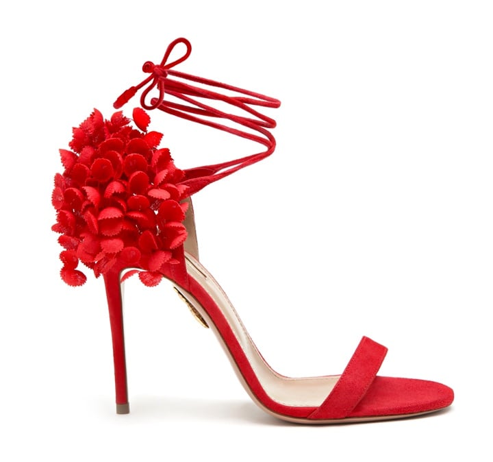 Aquazzura's Lily of the Valley Sandal is flawlessly constructed in a passionate carnation red.