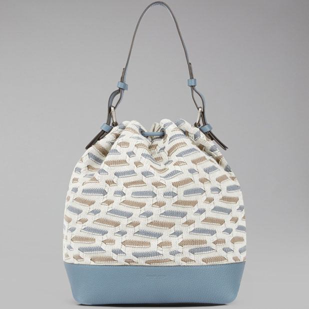 Shoulder Bag in Jacquard Knit and Leather.