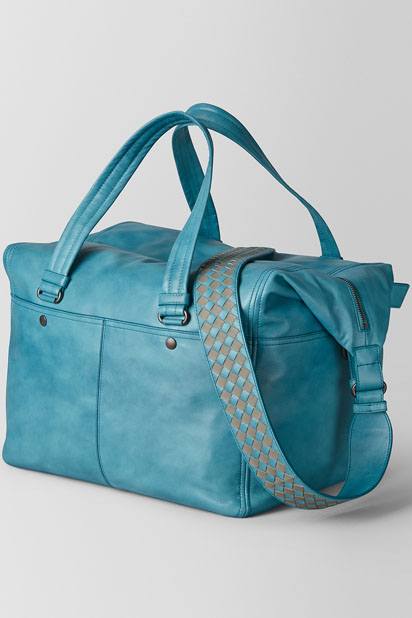 Bottega Veneta - Aqua Inrecciato Checker Duffle.