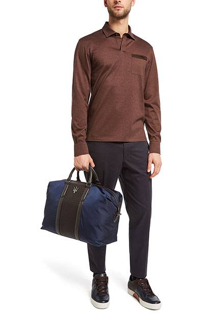 Ermenegildo Zegna - Blue PELLE TESSUTA Maserati Holdall bag.