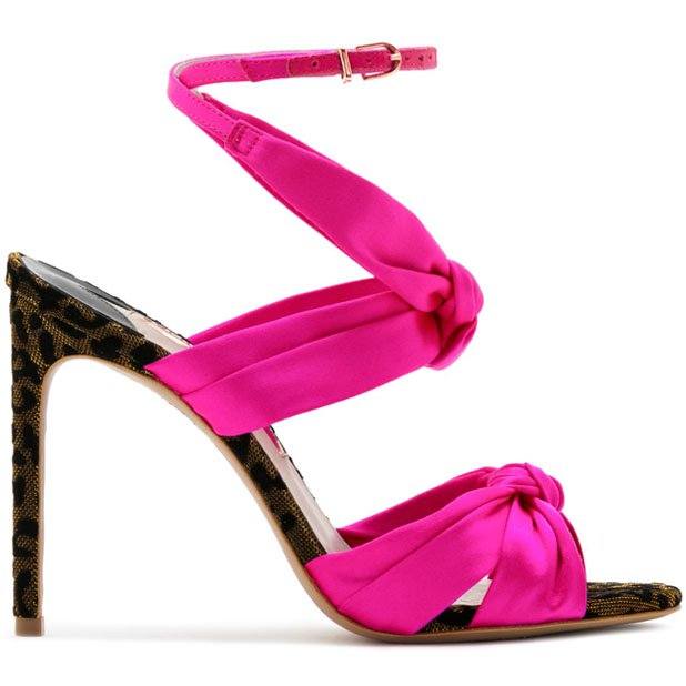 Violette Pink Satin Knot Strap sandal.