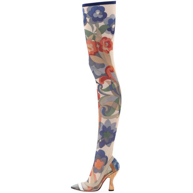 Over-the-knee boot in floral-print