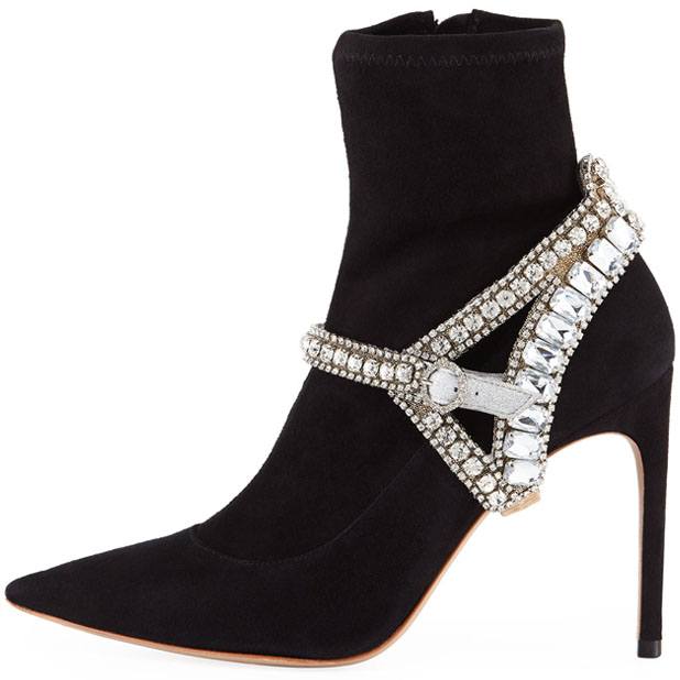 Lorena Suede Jeweled Bootie