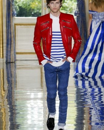 A striped look from Balmain's Spring 2019 men's collection