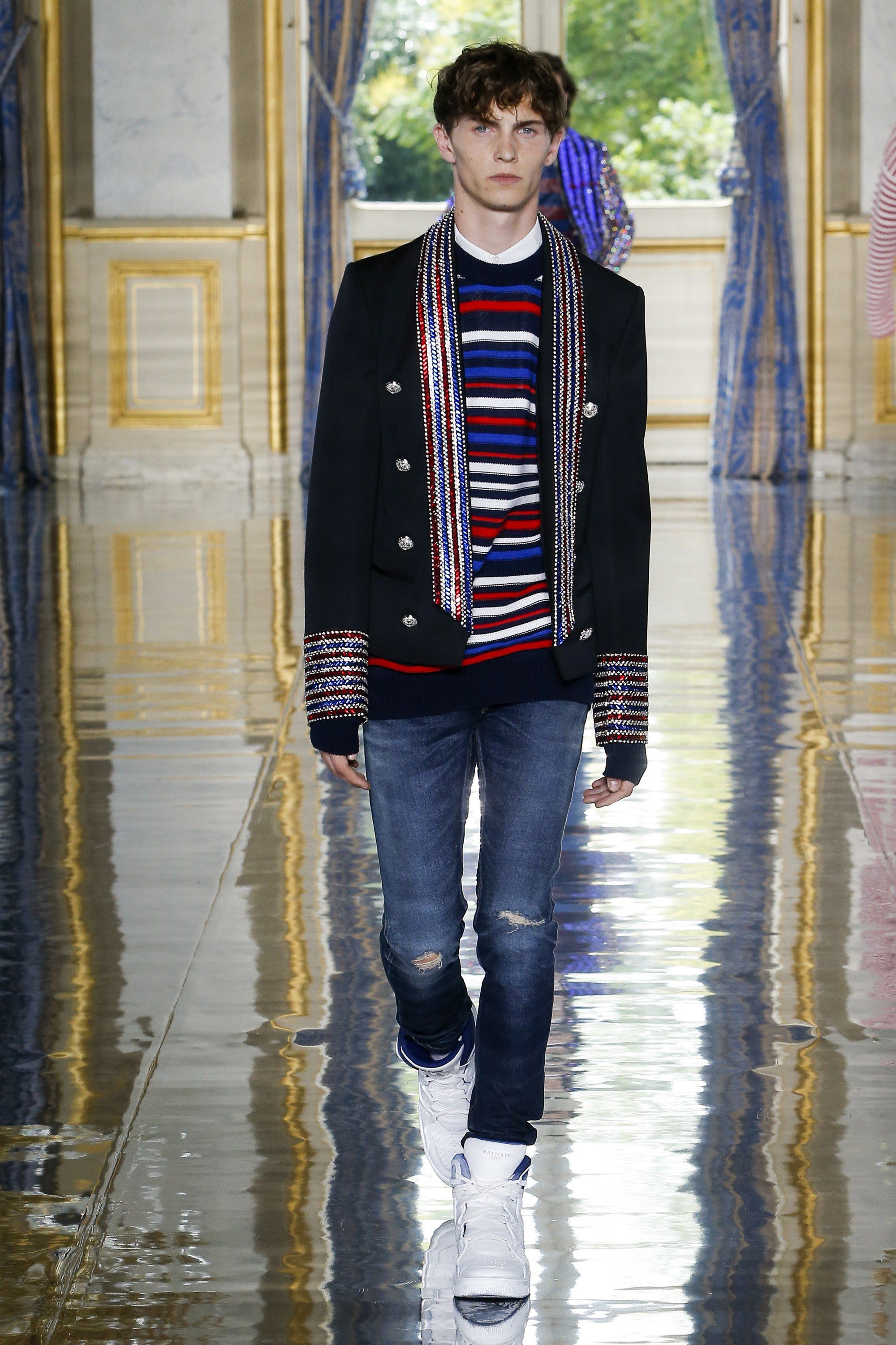 A striped look from Balmain'