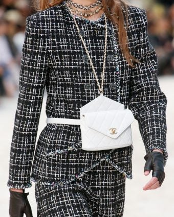 White leather Chanel belt bag from the Spring 2019 Runway collection
