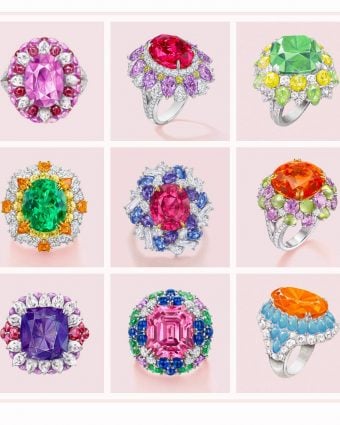 Nine limited edition Harry Winston rings from the Candy Collection