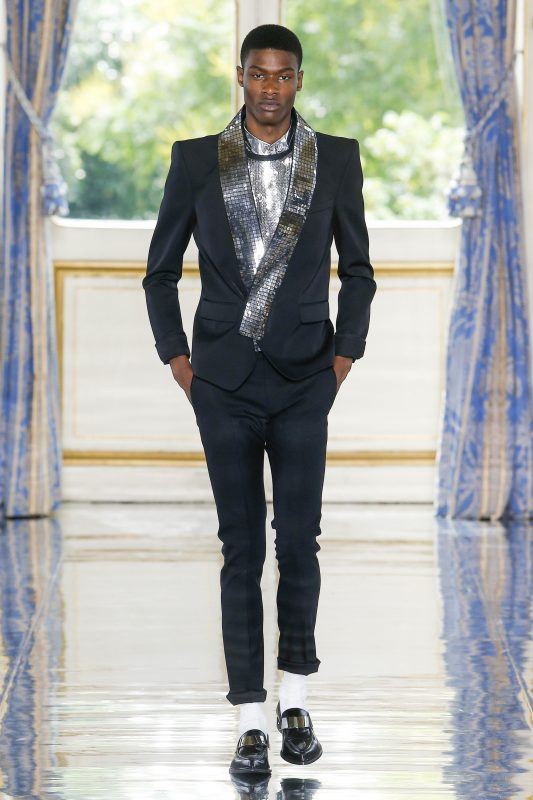 A metallic embellished suit from Balmain
