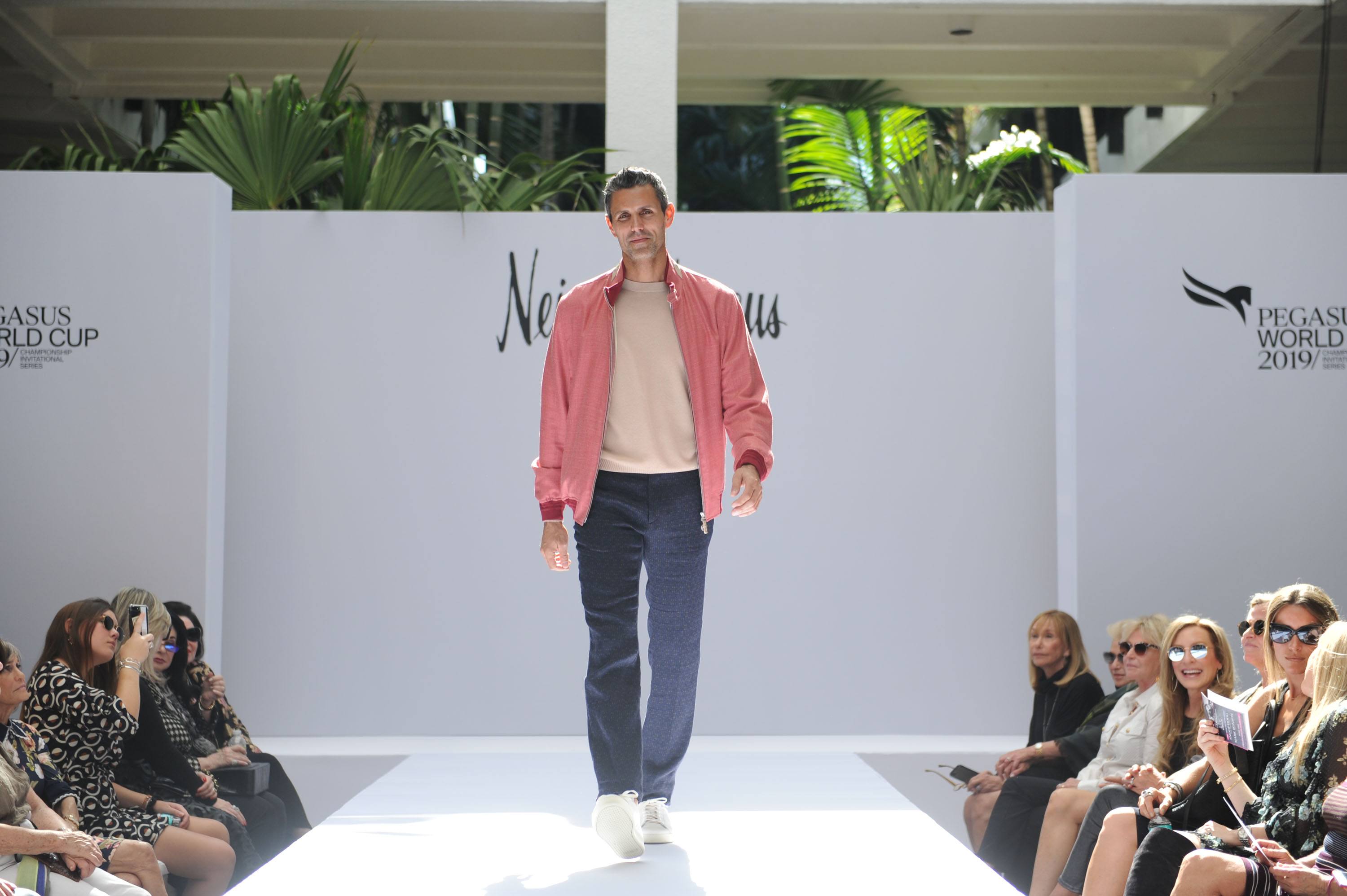 Model walking runway in Neiman Marcus Resort/Spring 2019 collection