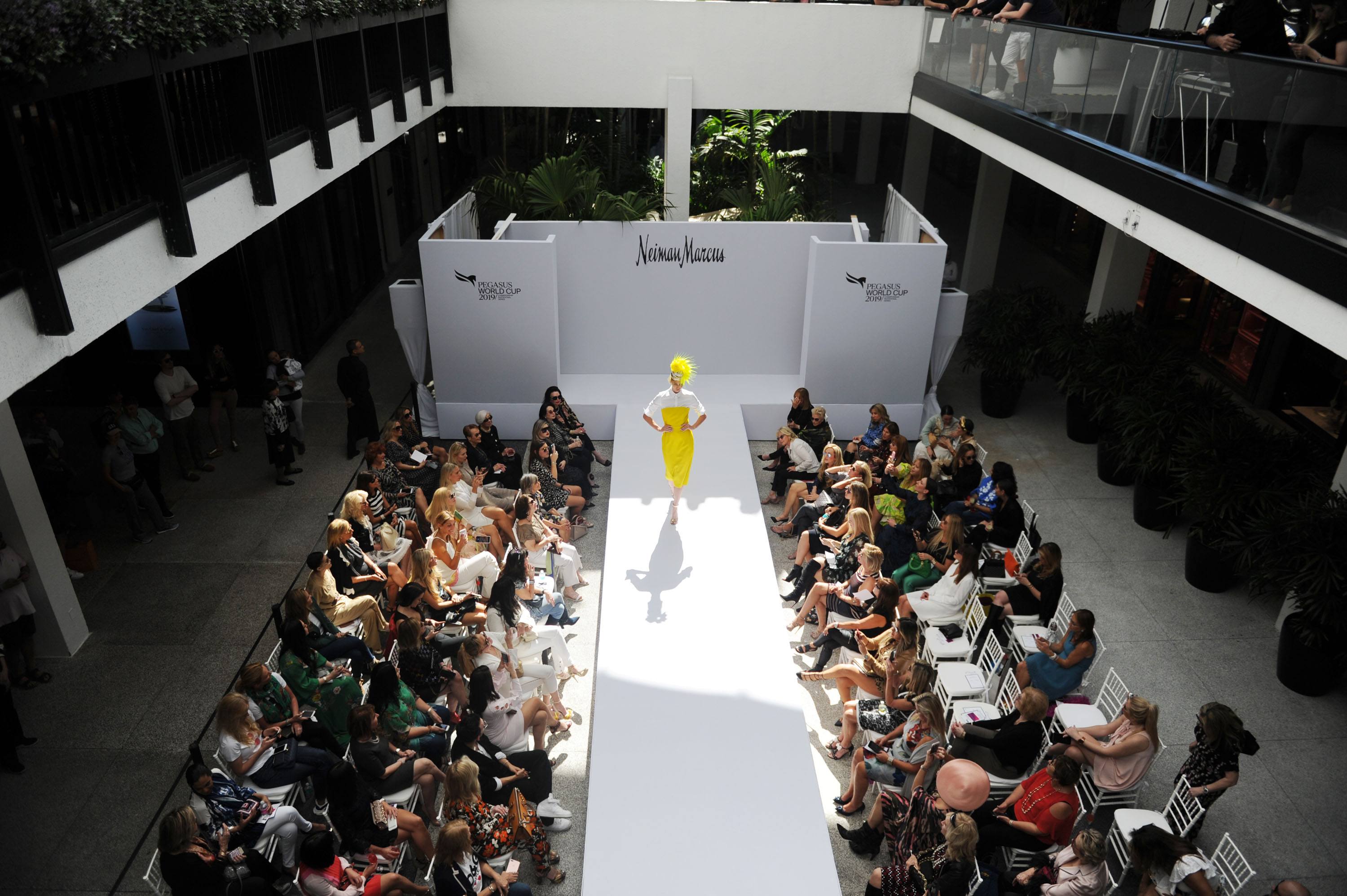 Overview shot of Neiman Marcus x Pegasus World Cup Fashion Show at Bal Harbour Shops