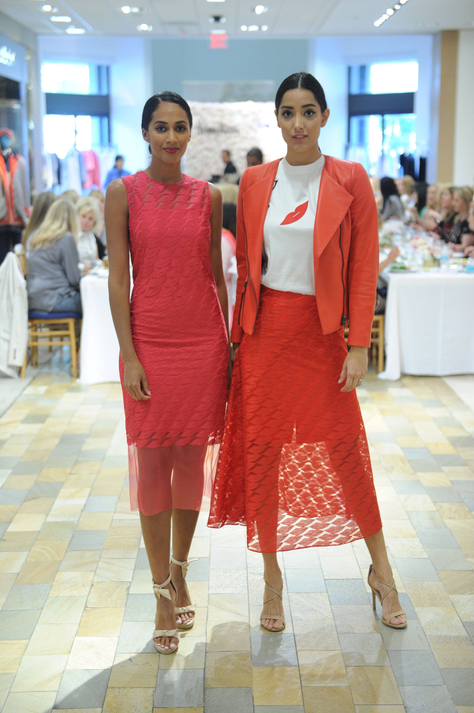 Models in Neiman Marcus Resort/Spring 2019 collection greet guests at luncheon