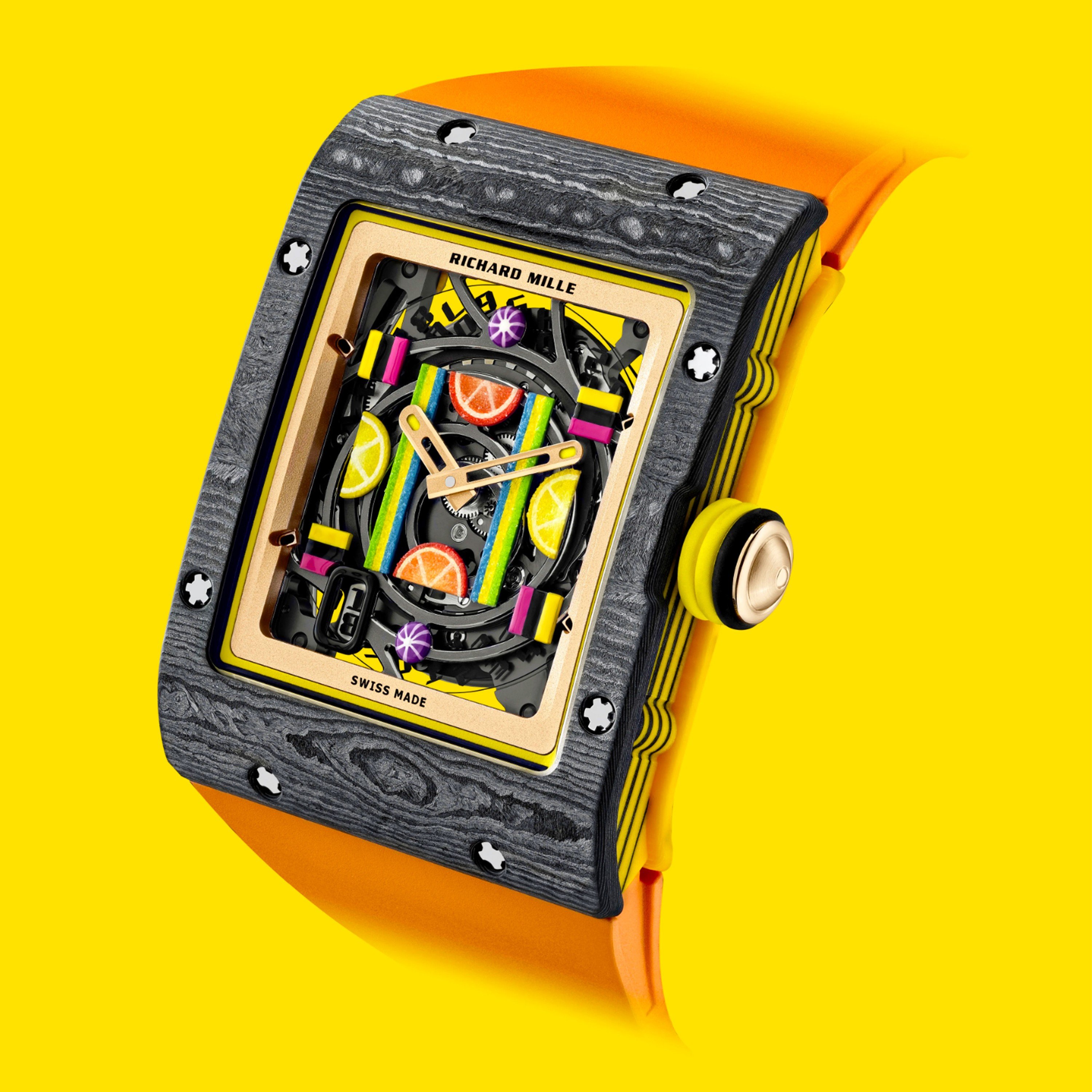 Richard Mille Bonbon Collection featuring the multi-colored RM 16-01 Automatic Citron timepiece