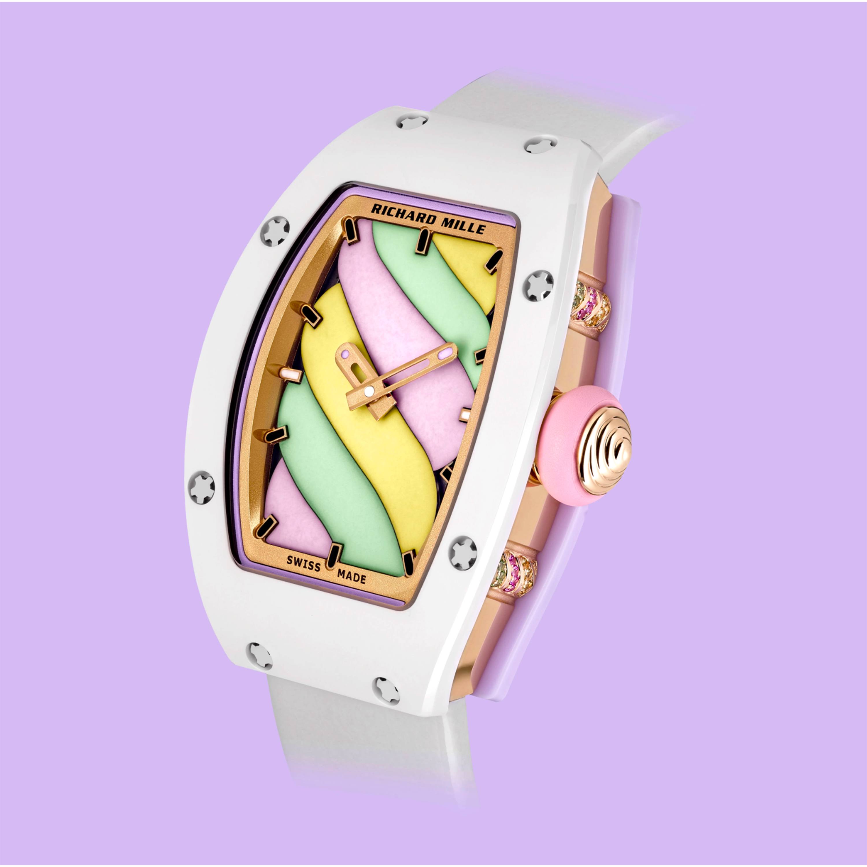 Richard Mille Bonbon Collection featuring the multi-colored RM 07-03 Automatic Marshmallow limited edition timepiece