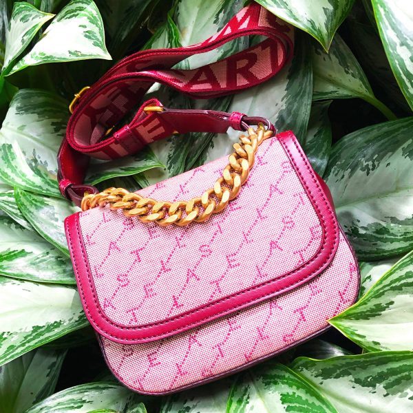 Stella McCartney red Monogram shoulder bag with logo strap