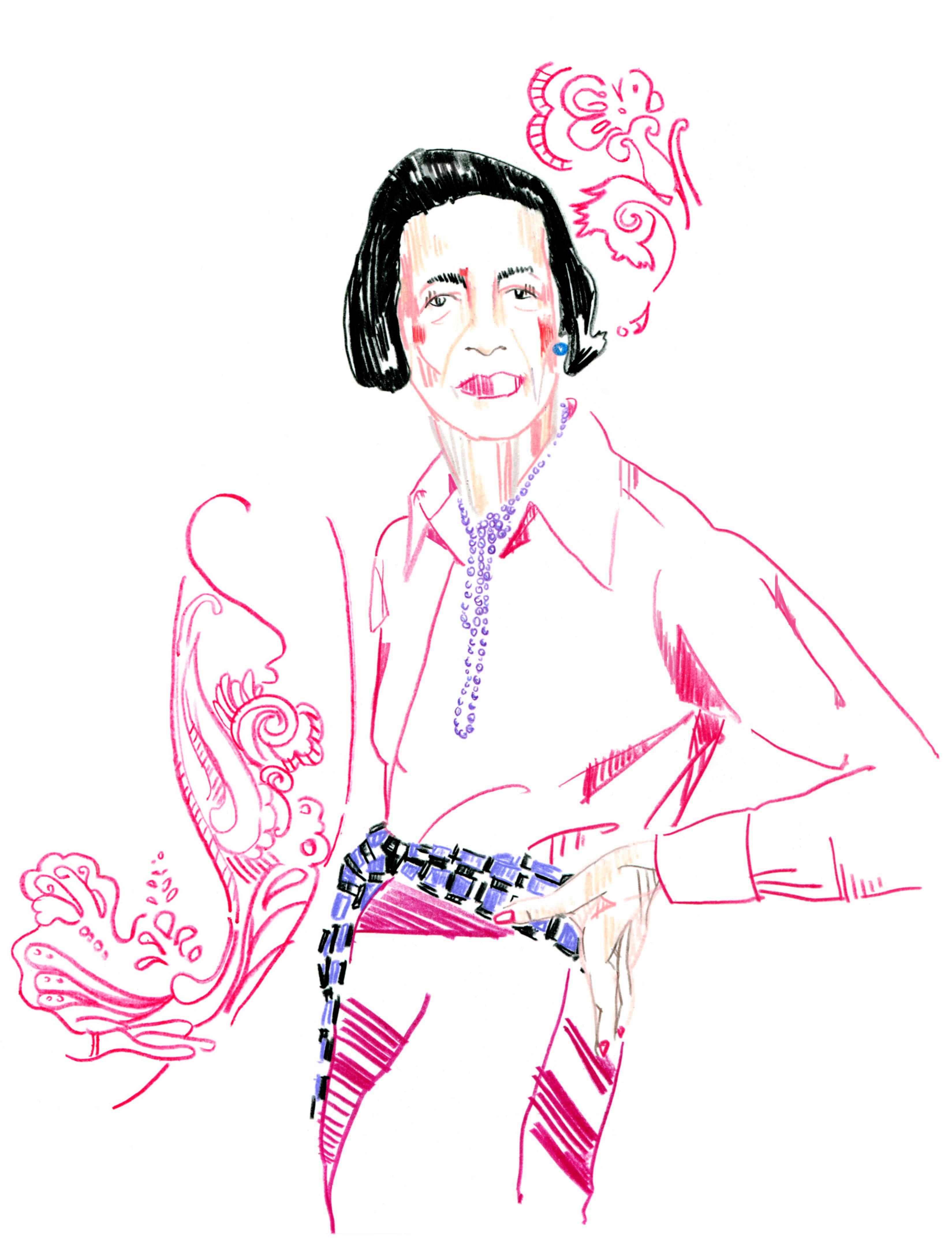 Seidler's illustration of Diana Vreeland