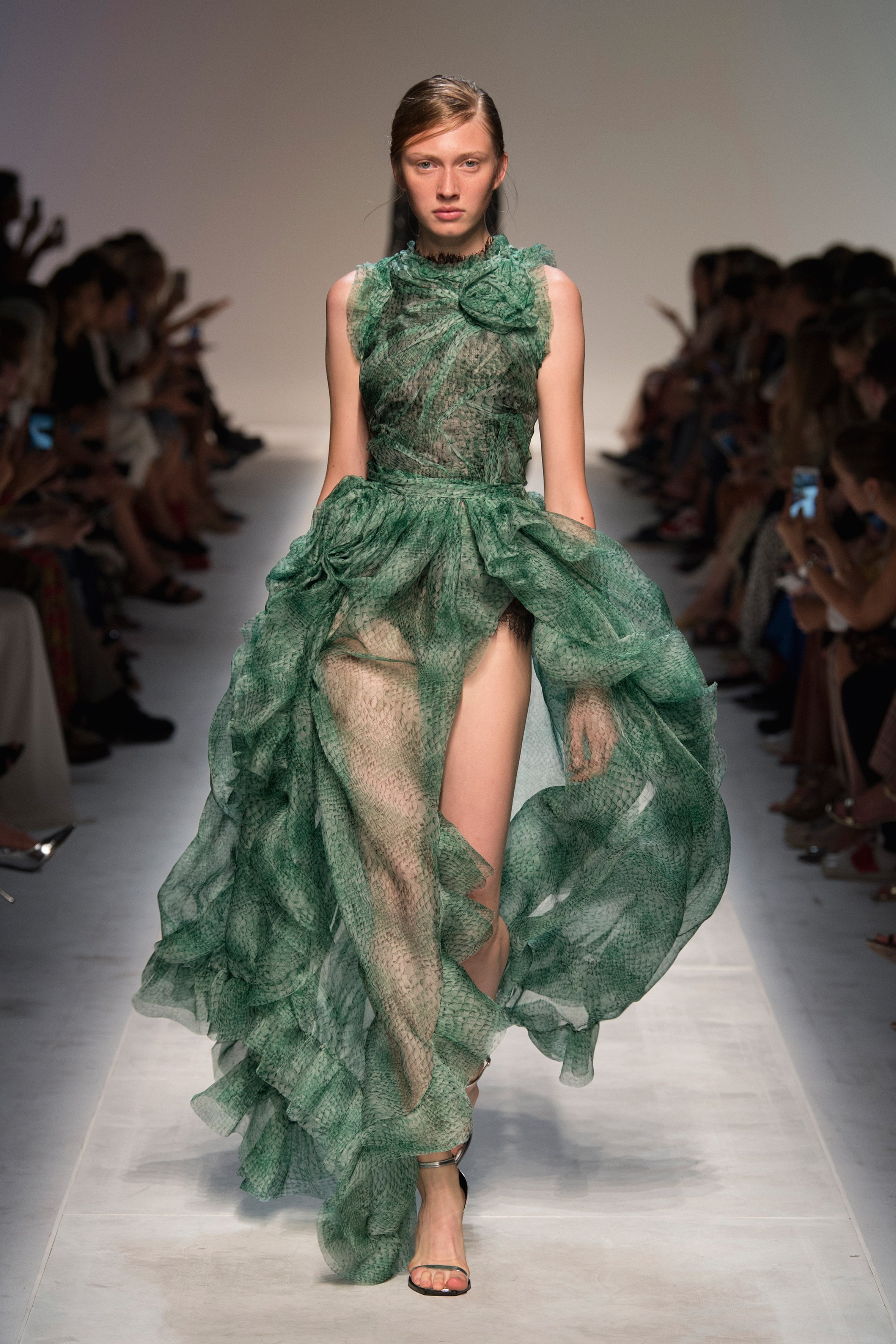 Green transparent gown from Ermanno Scervino's Spring 2019 Runway collection