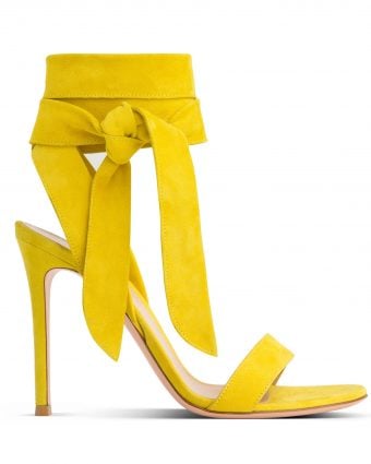 Yellow suede Heel with Ankle Strap