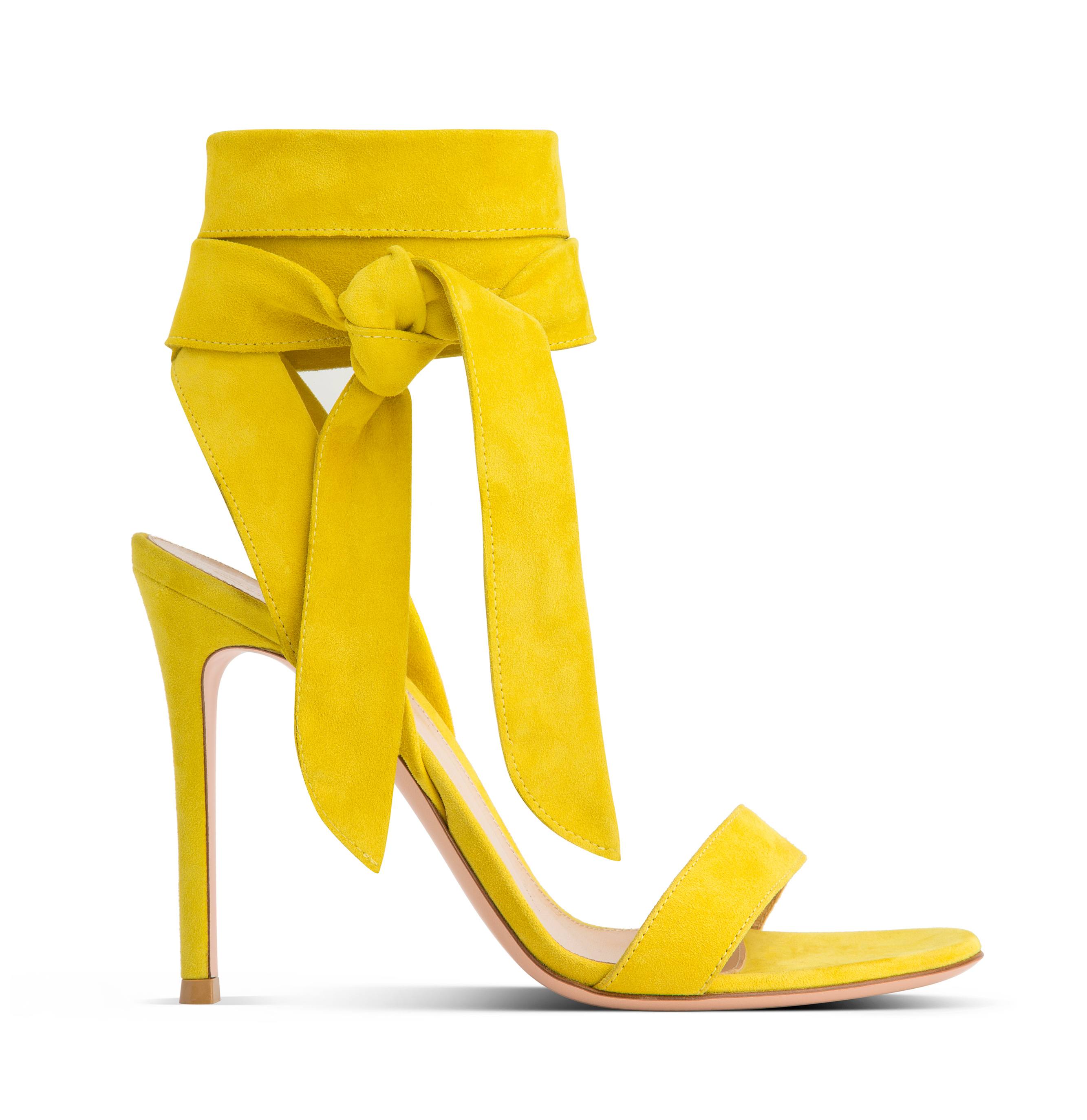 Yellow suede Heel with Ankle Strap