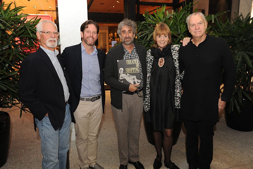 Randy Whitman, Matthew Whitman Lazenby, Mitchell Kaplan, Barbara de Vries, & Alastair Gordon showcasing the Theater of Shopping book at Bal Harbour Shops