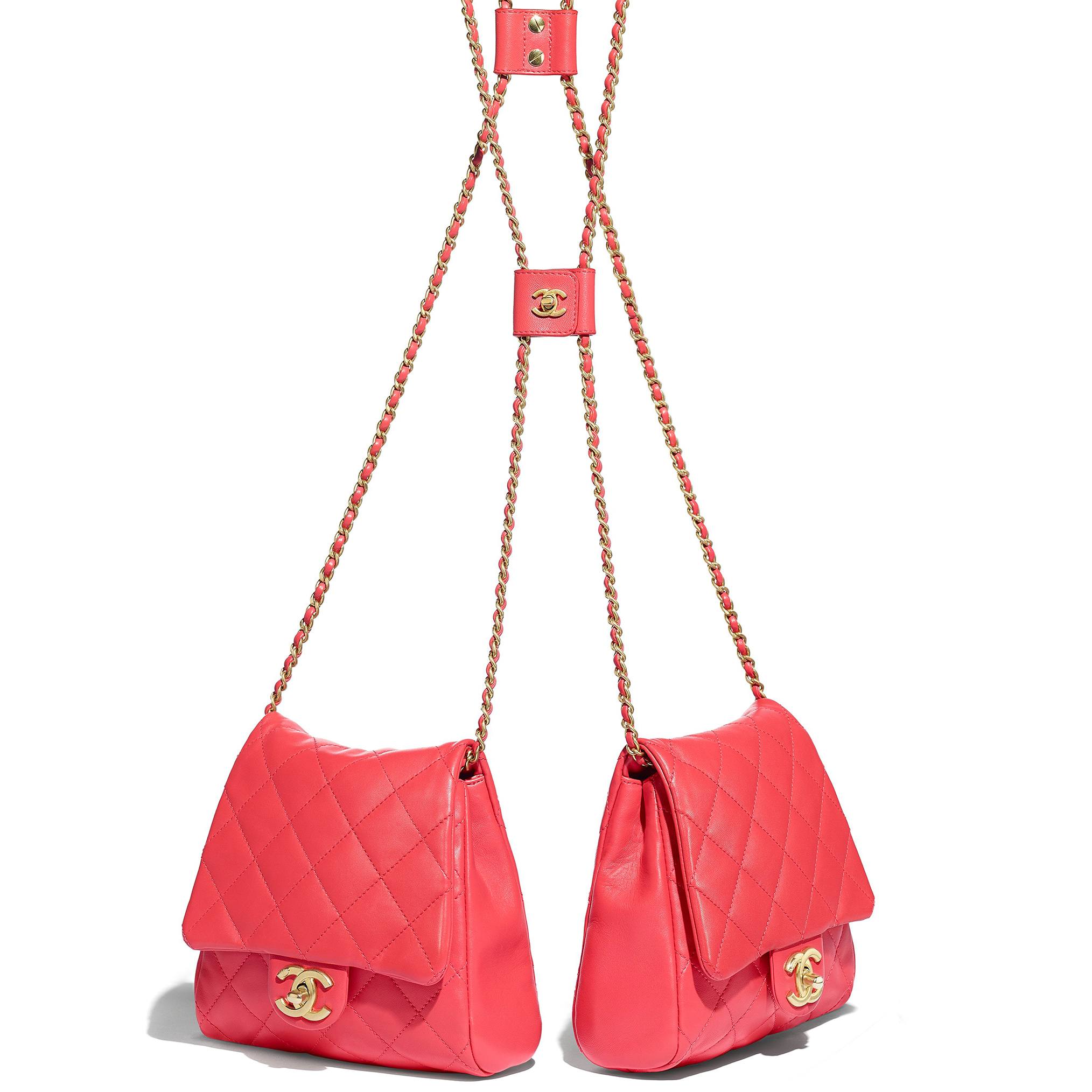 Pink Chanel double quilted Side bags that go over the shoulder