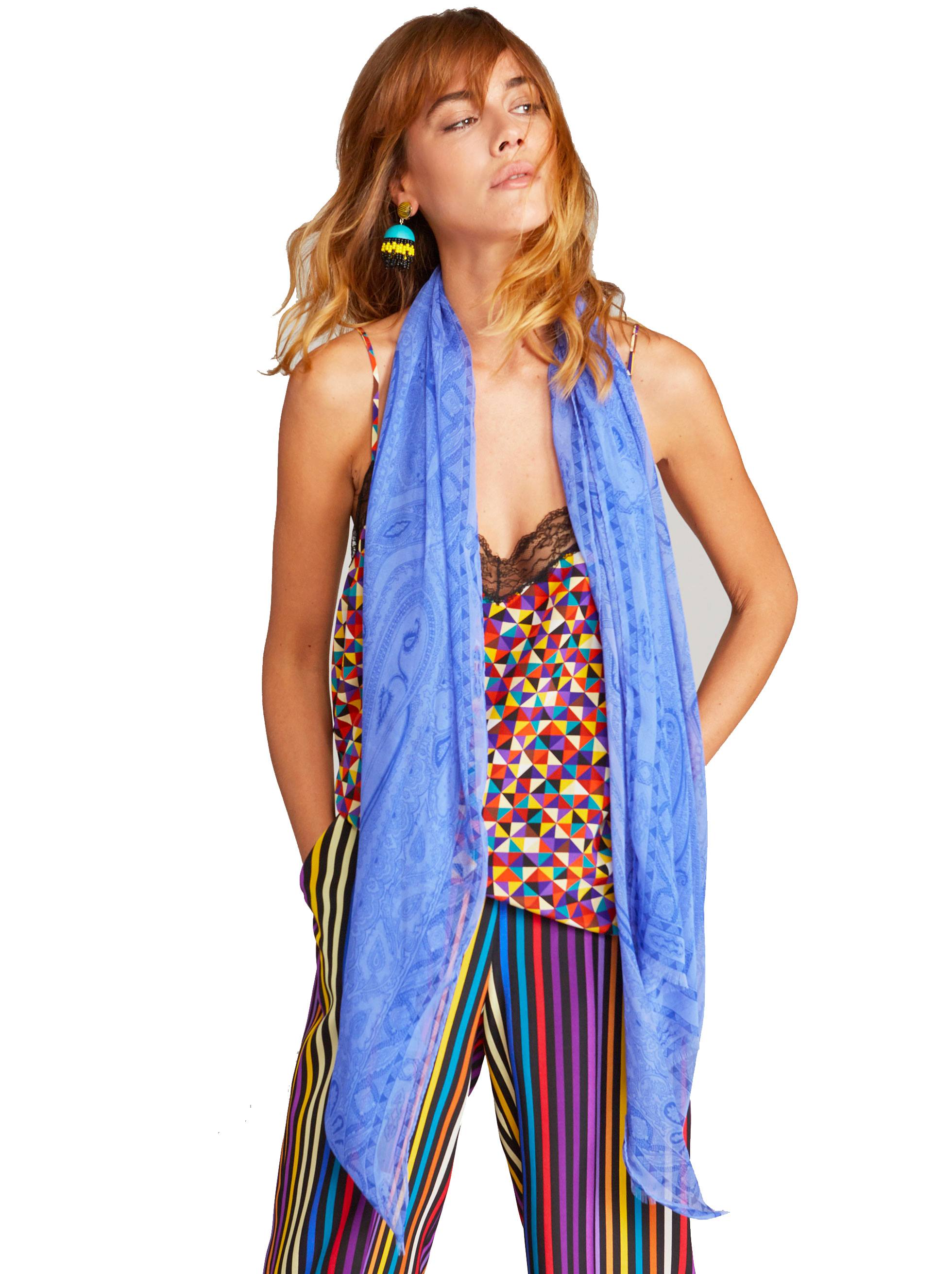 Etro Pasiley Print Tone-on-Tone blue scarf