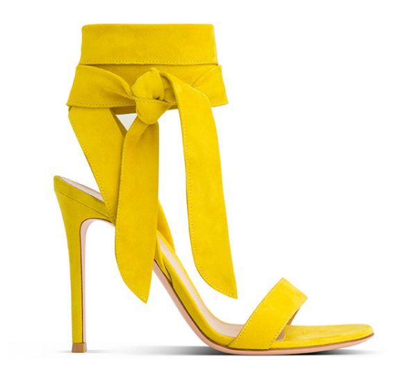 Yellow suede Heel with Ankle Strap