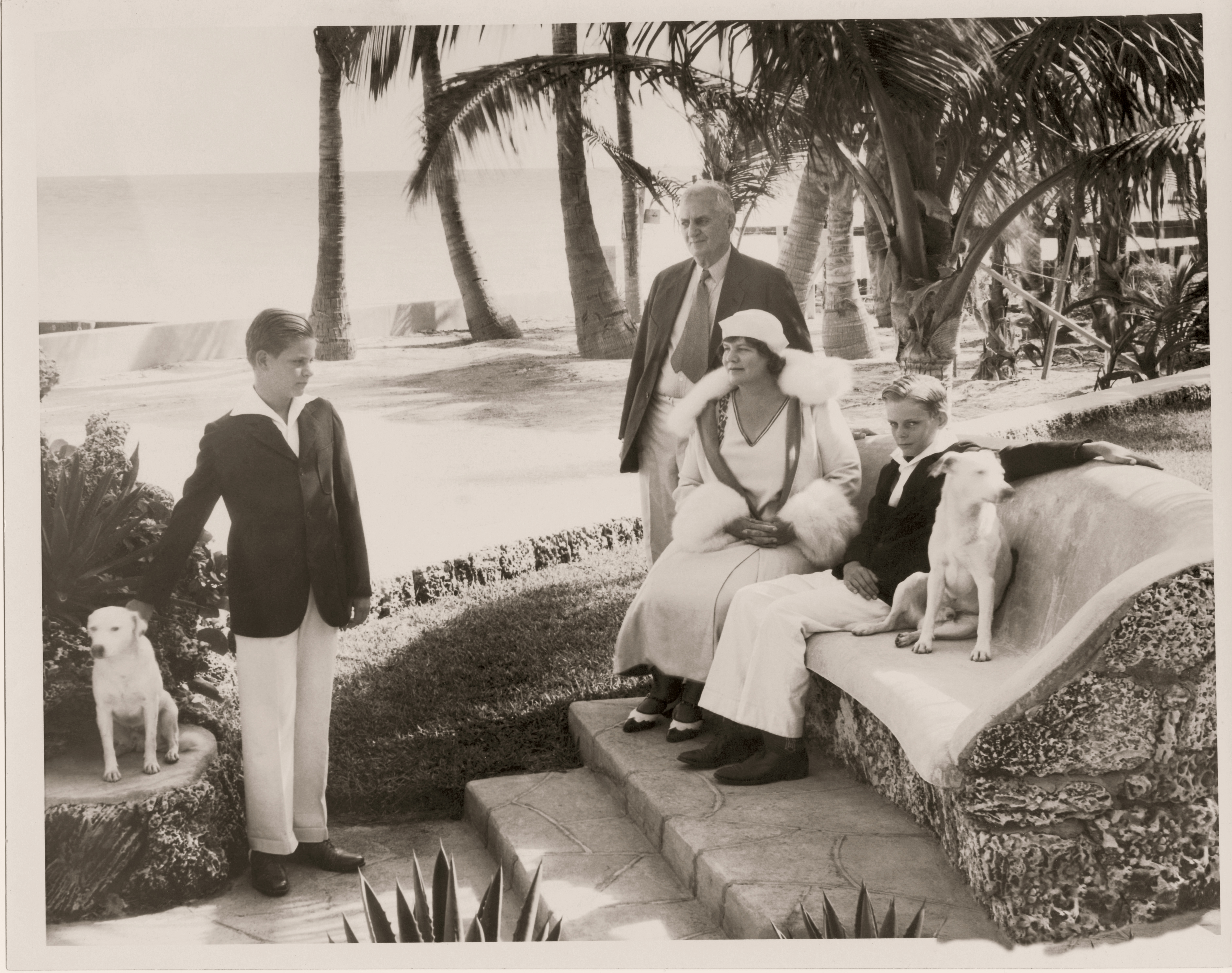 Black and white image of Stanley Whitman with his parents and brother circa 1926