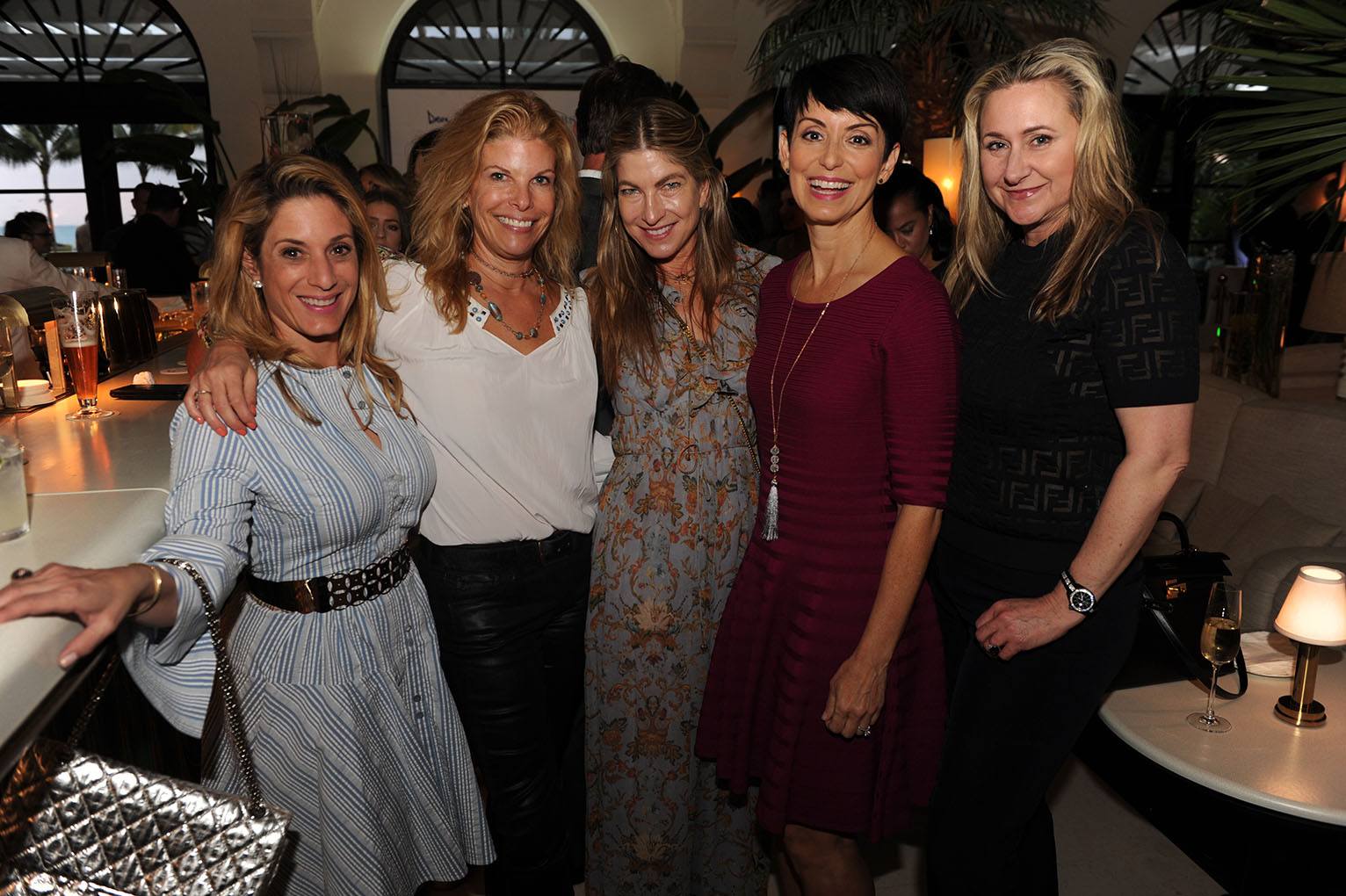 Marisa Toccin, Leslie Wolfson, Joyce Gato, Belkys Nerey, & Nicole Lozano at Le Sirenuse Miami for De Beers Bal Harbour boutique opening celebration