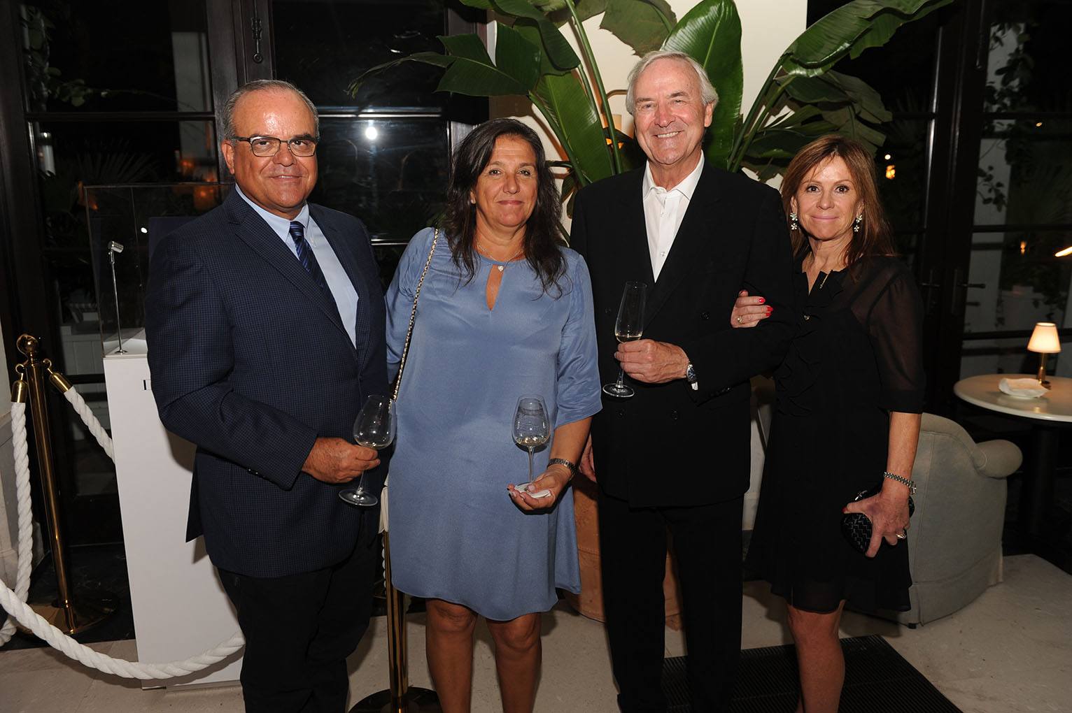 Pietro Romanelli, Elena Romanelli, Andrew Coxon, & Felicity Coxon at Le Sirenuse Miami for De Beers Bal Harbour boutique opening celebration