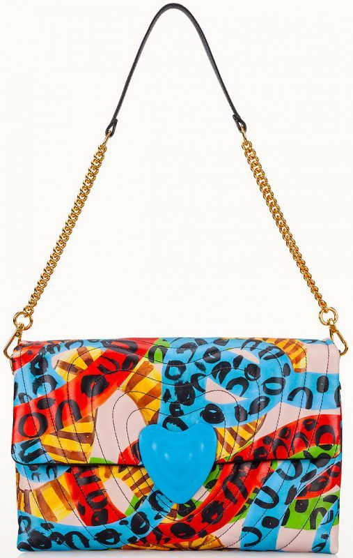 Printed Leather Heart Bag by Escada
