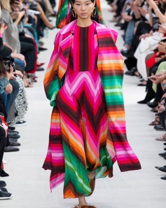 A multicolor runway look from the Valentino Spring 2019 runway