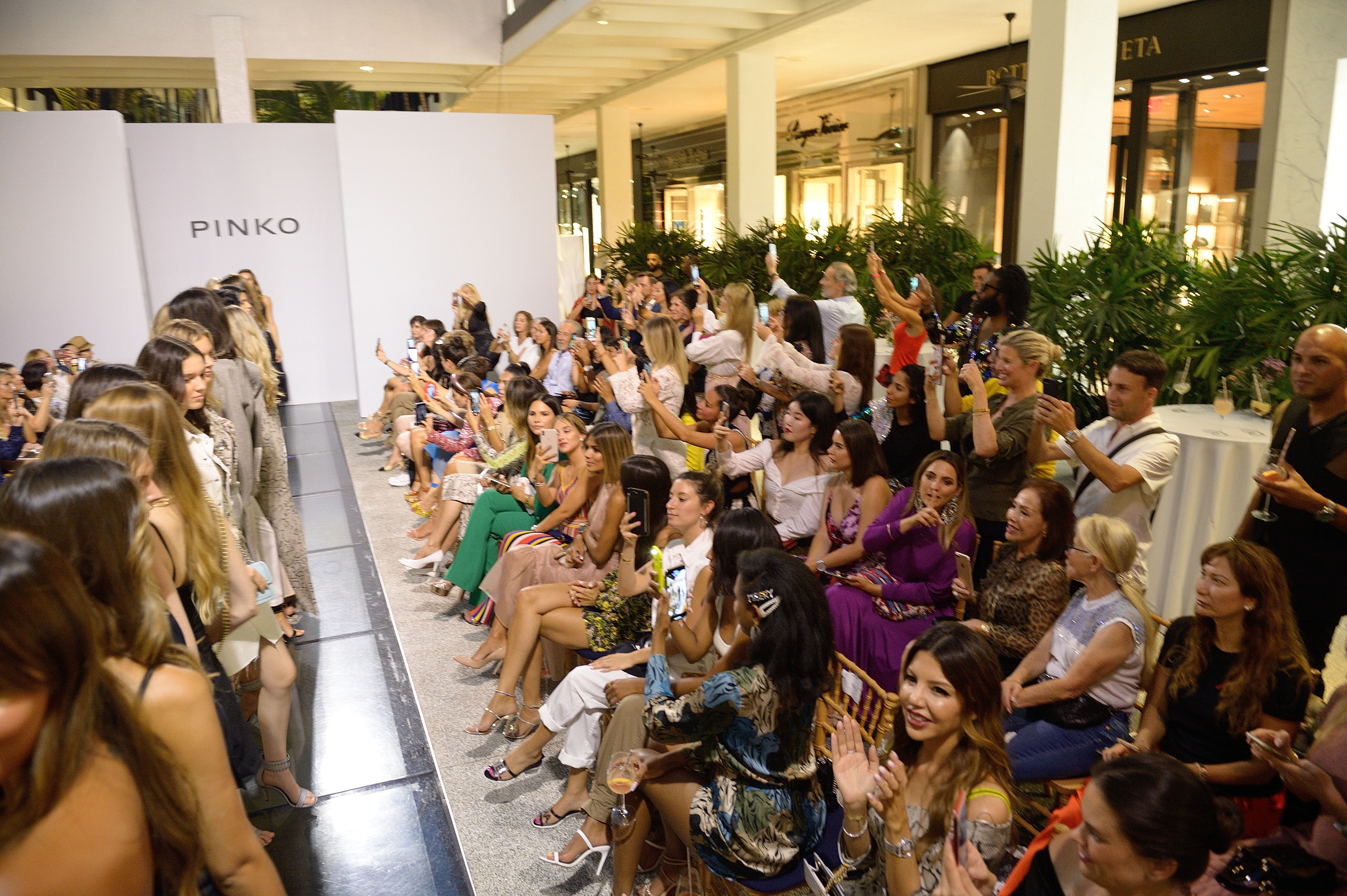 Pano view of Pinko Walk in the Garden Fashion Show at Bal Harbour Shops