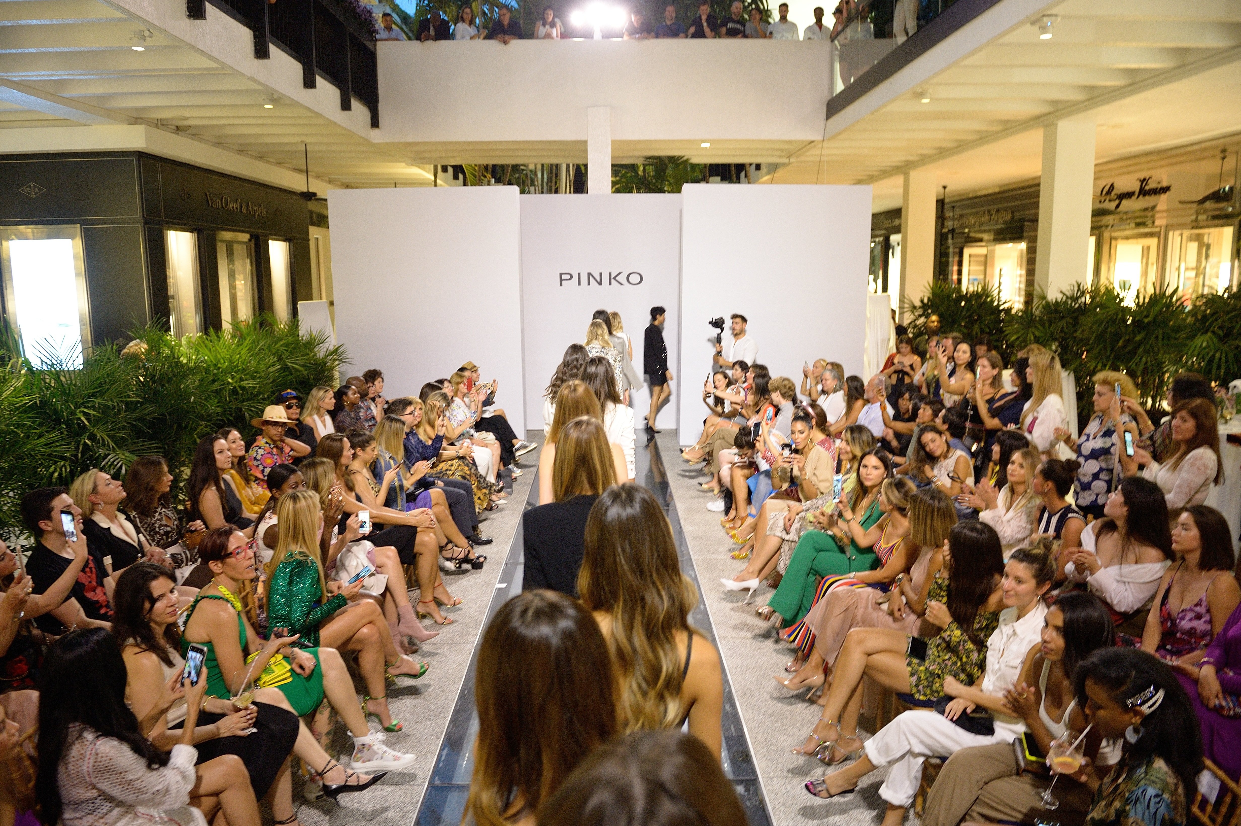 Pano view of Pinko Walk in the Garden Fashion Show at Bal Harbour Shops