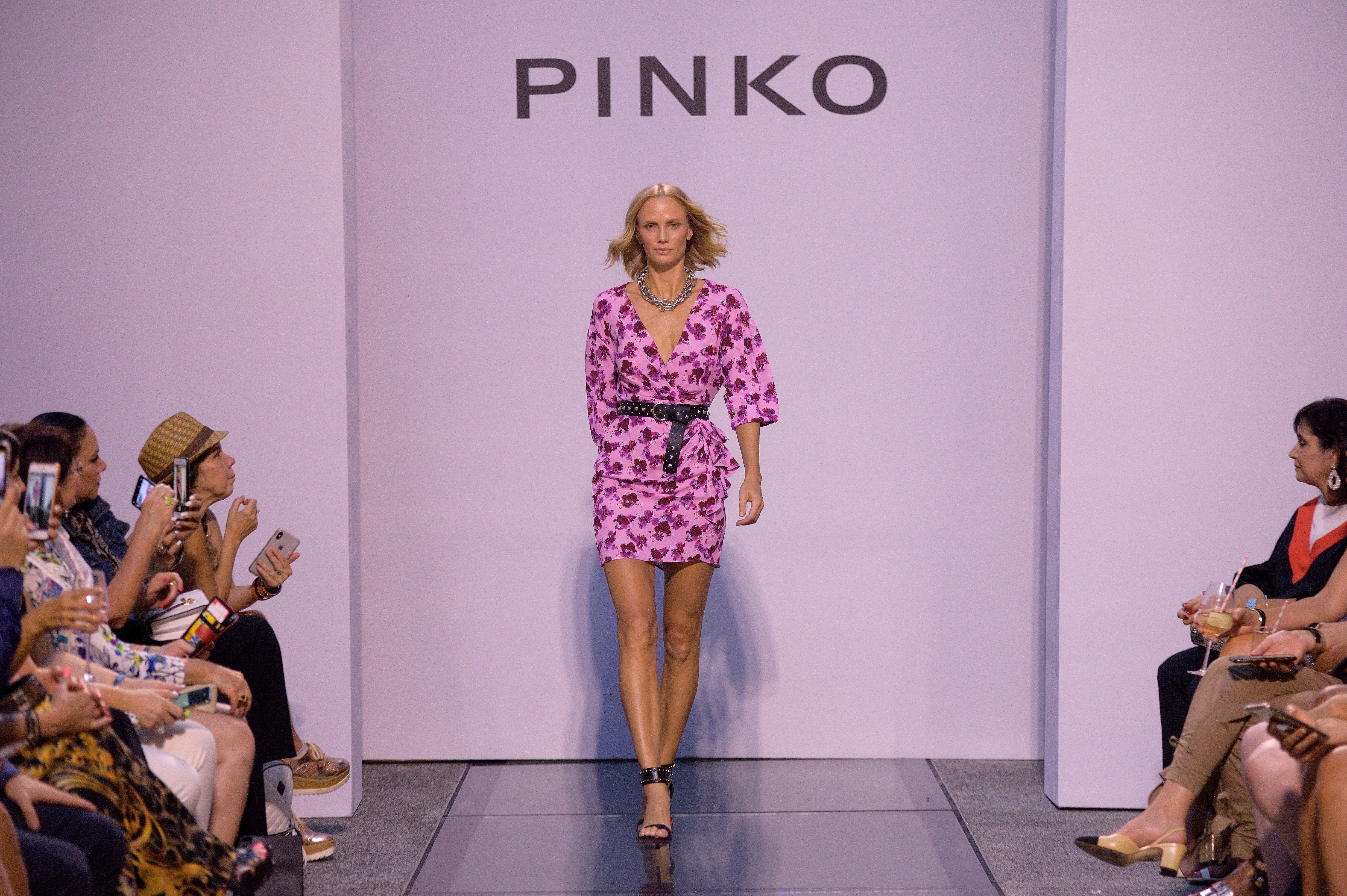 Model wearing Pinko SS19 collection at Walk in the Garden Fashion Show at Bal Harbour Shops