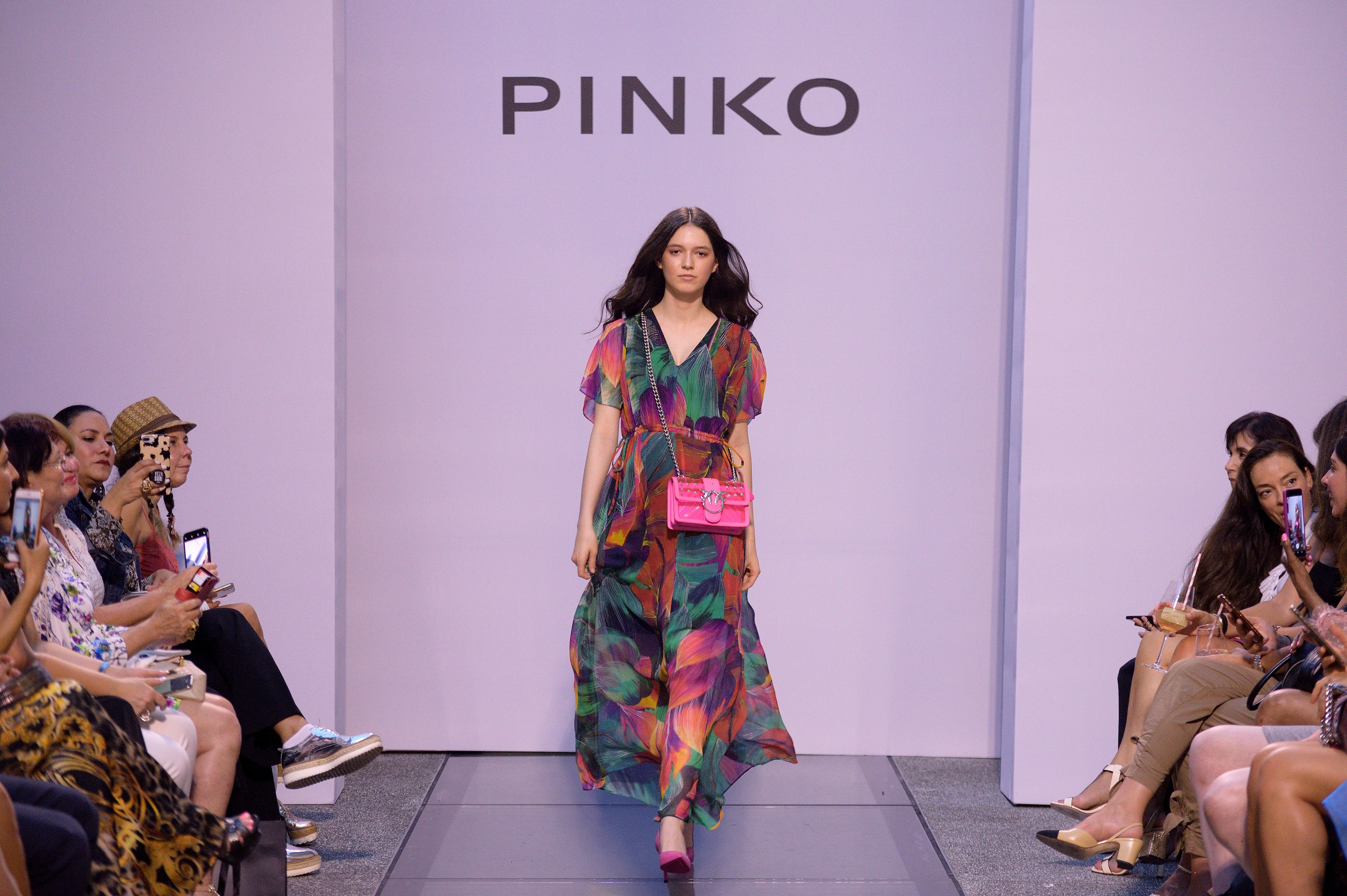 Model wearing Pinko SS19 collection at Walk in the Garden Fashion Show at Bal Harbour Shops