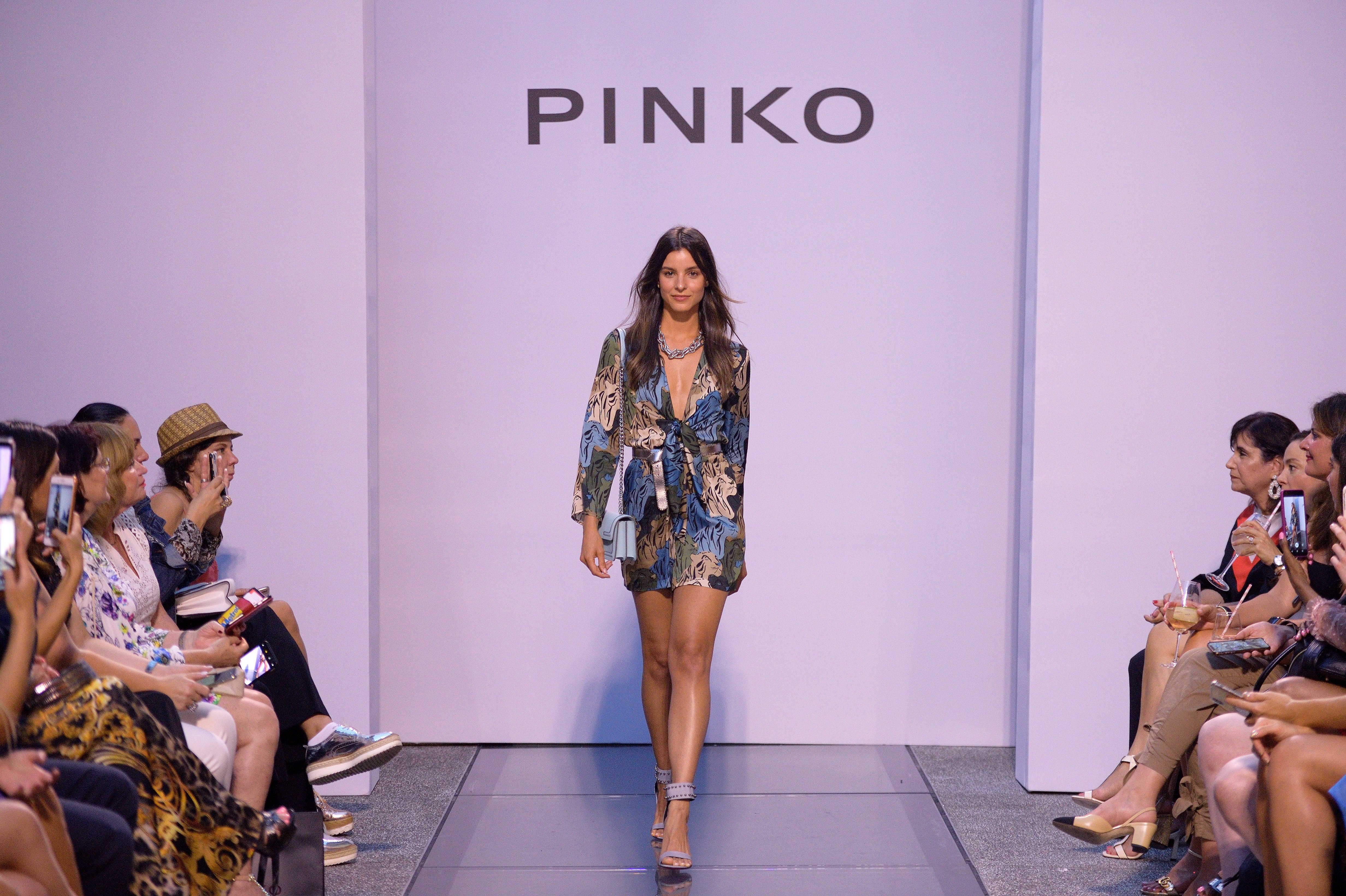 Model wearing Pinko SS19 collection at Walk in the Garden Fashion Show at Bal Harbour Shops