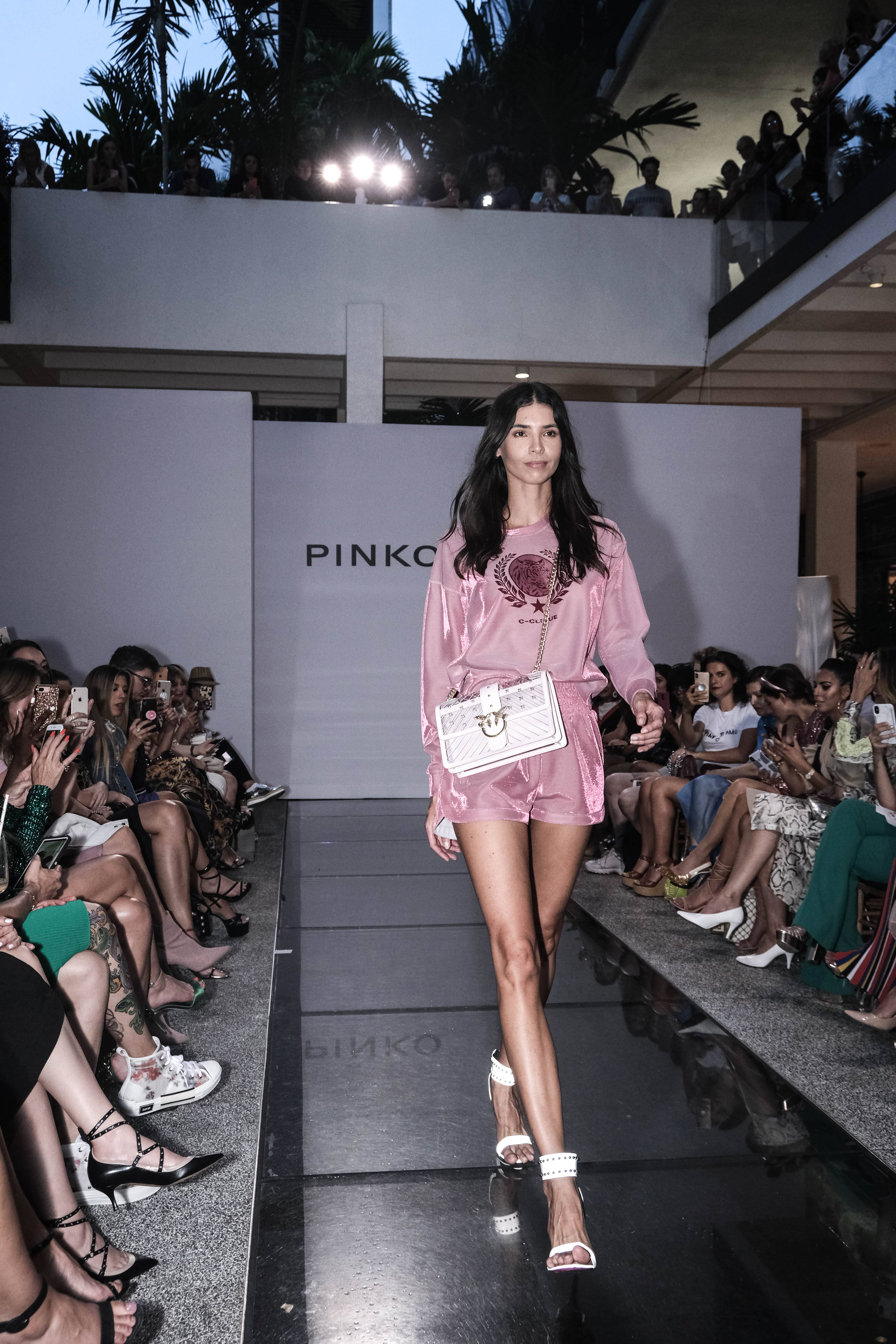 Model wearing Pinko SS19 collection at Walk in the Garden Fashion Show at Bal Harbour Shops