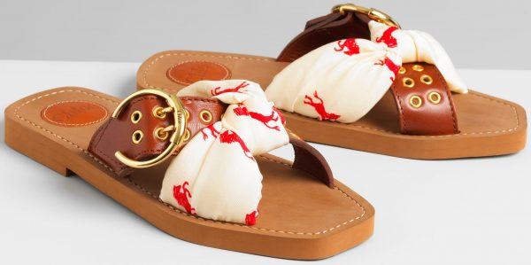 Chloé Woody Flat Mule in red and white