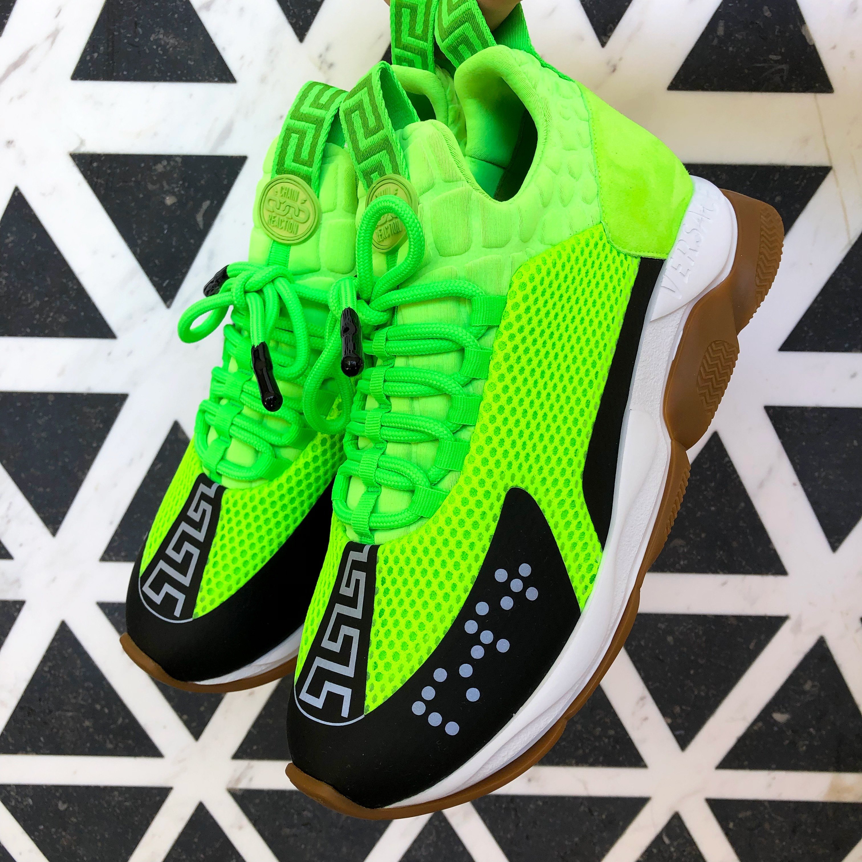 Versace Green Cross Chainer Sneakers