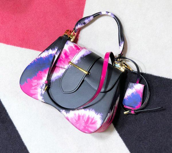 Prada Tie-Dye Prada Sidonie Top-Handle Tote Bag in black, pink and white