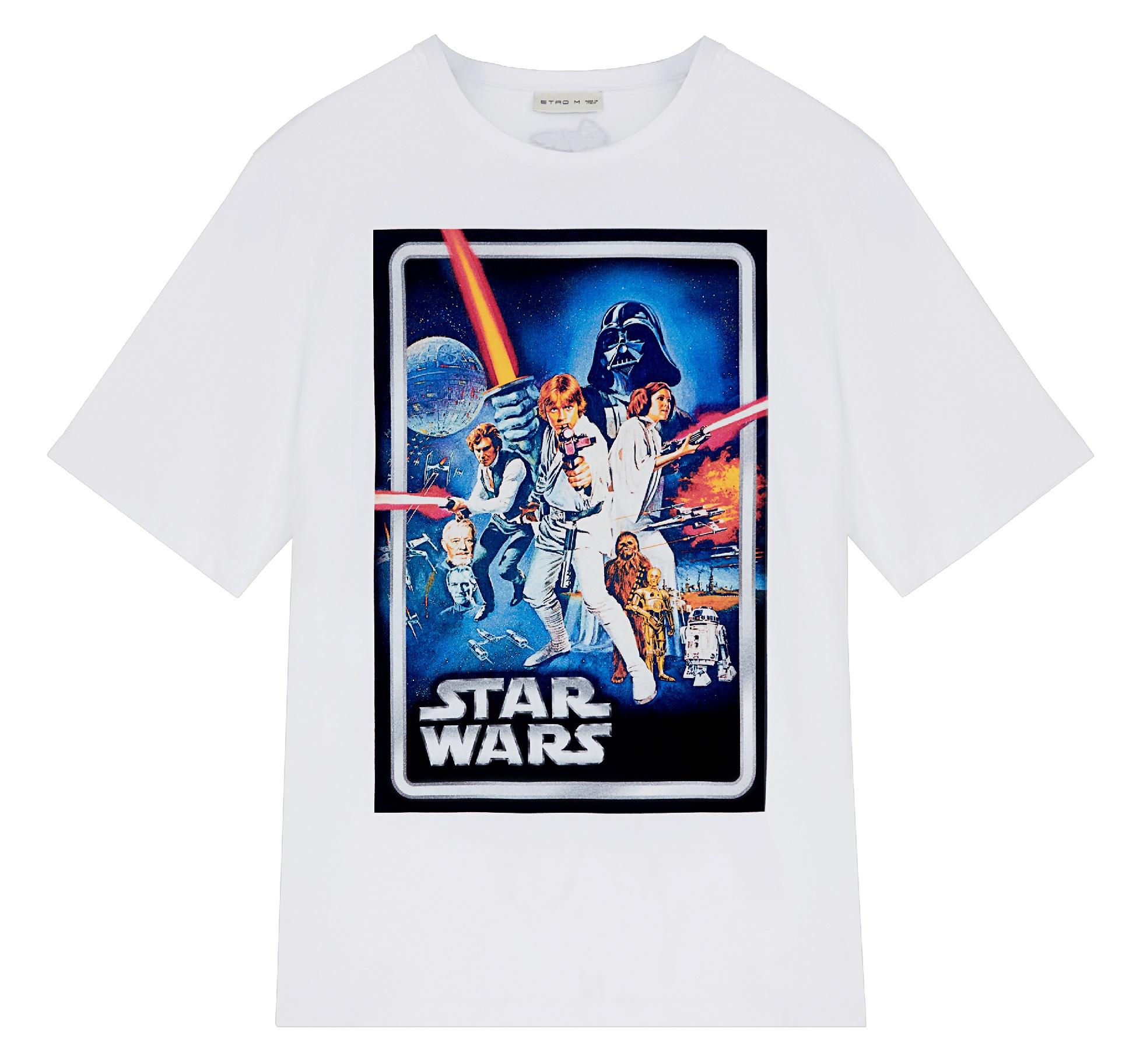 ETRO X STAR WARS white t-shirt featuring a vintage print from the film series.