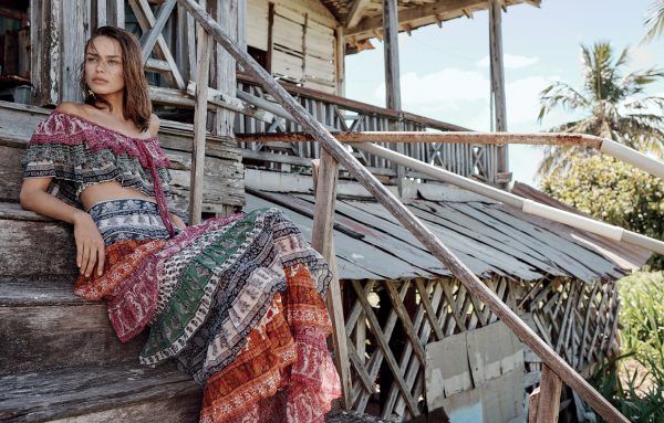 Zimmermann Amari Off Shoulder Tiered Top & Midi Dress