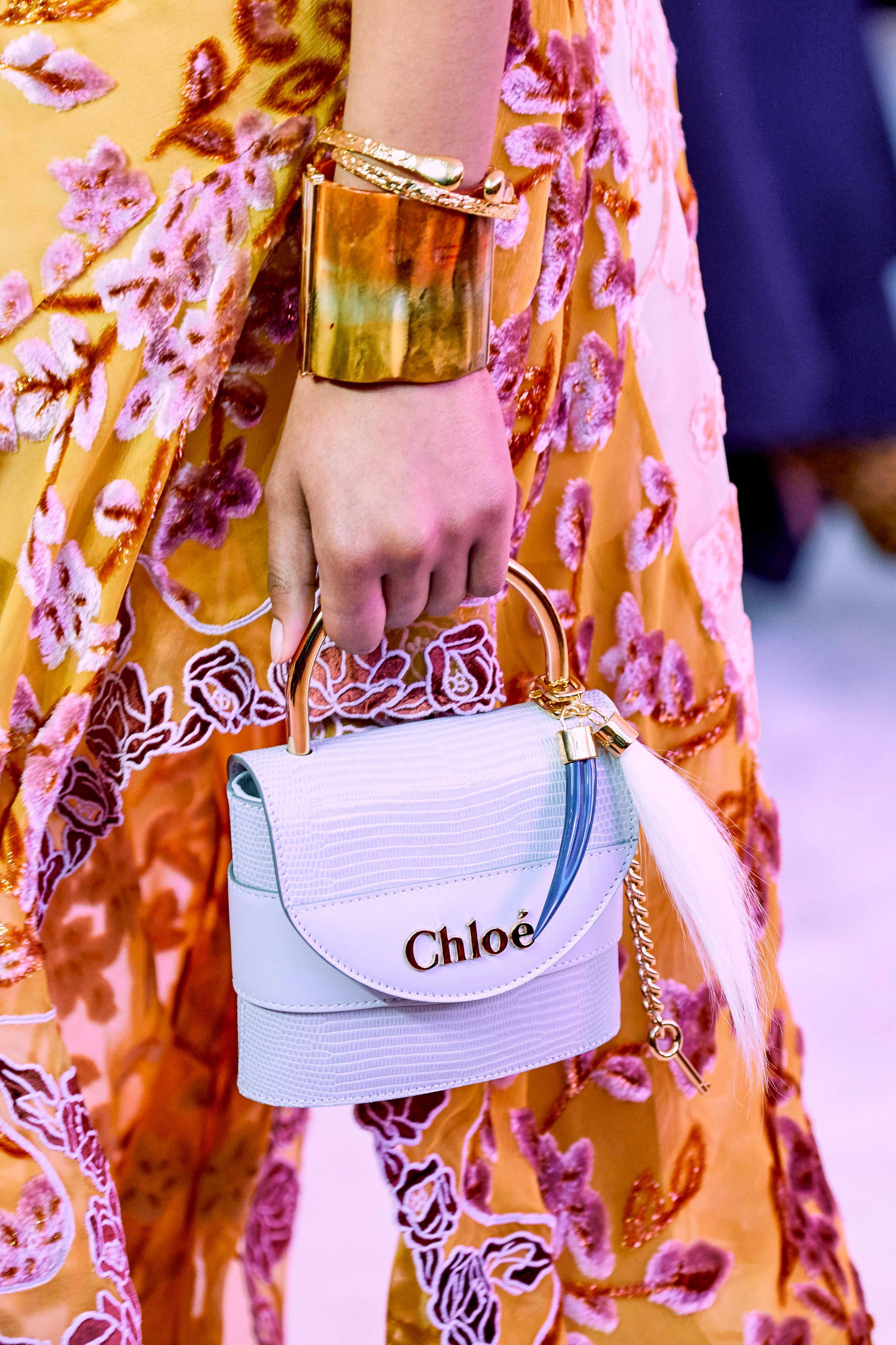 White mini top-handle bag from the Chloé Fall 2019 Runway Bag Collection